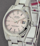 Datejust Mid Size 31mm in Steel with Fluted Bezel on Steel Oyster Bracelet with Pink Stick Dial