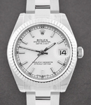 Datejust 31mm Mid Size in Steel with Fluted Bezel on Steel Bracelet with White Stick Dial
