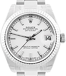 Datejust 31mm Mid Size in Steel with Fluted Bezel on Steel Bracelet with White Stick Dial