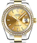 Mid Size 31mm Datejust in Steel with Yellow Gold Diamond Bezel on Oyster Bracelet with Champagne Index Dial