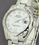 Mid Size 31mm Datejust in Steel with 24 Diamond Bezel on Steel Oyster Bracelet with MOP Roman Dial - Diamonds VI