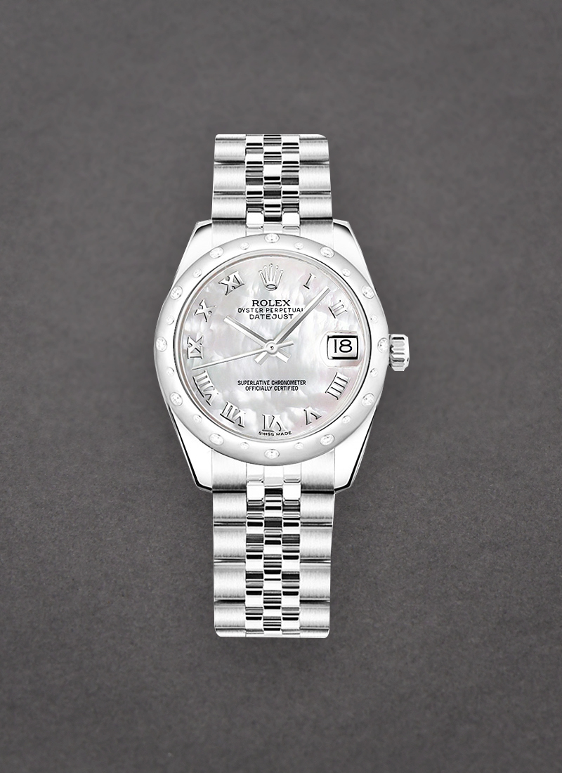 Rolex Unworn Datejust in Steel with White Gold 24 Diamonds Bezel 