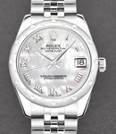 Datejust in Steel with White Gold 24 Diamonds Bezel  on Steel Jubilee Bracelet with Mother of Pearl Roman Dial