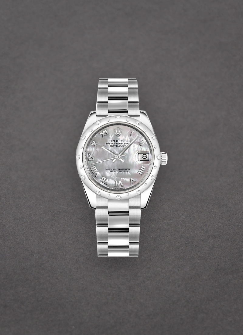 Rolex Unworn Datejust Mid Size 31mm in Steel with 24 Diamond Bezel 