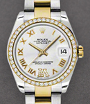 Mid Size 31mm Datejust in Steel with Yellow Gold Diamond Bezel on Oyster Bracelet with Grey Roman Dial - Diamonds on 6