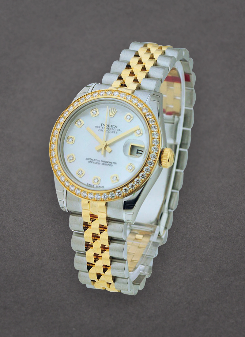 Rolex Unworn Mid Size 2-Tone Datejust in Steel with YG Diamond Bezel