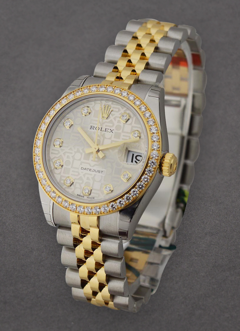 Rolex Unworn Mid Size 2-Tone Datejust with Diamond Bezel