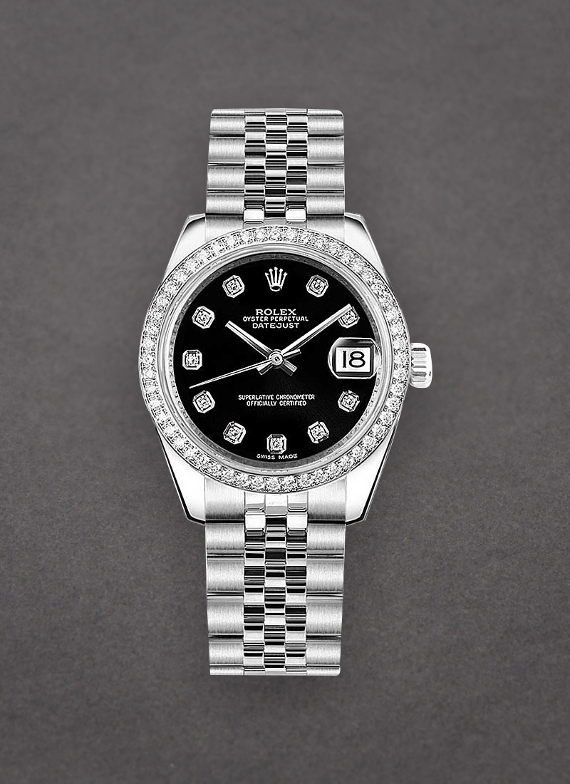 Rolex Unworn Datejust Mid Size 31mm in Steel with Diamond Bezel