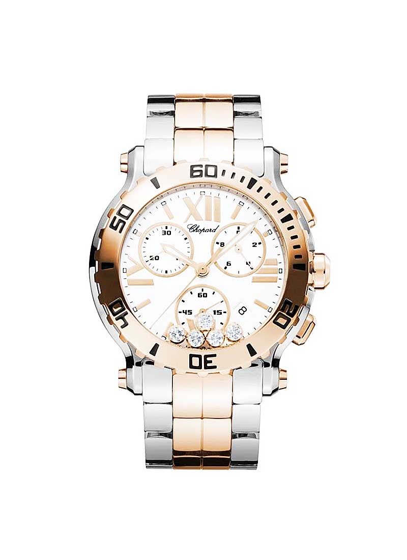 Chopard Happy Sport Round Chronograph in Steel with Rose Gold Bezel