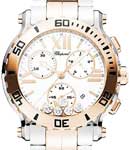 Happy Sport Round Chronograph in Steel with Rose Gold Bezel on Steel and Rose Gold Bracelet with White Dial