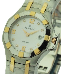 Saratoga 2-Tone 28mm  steel and rose gold on bracelet with mop diamond dial