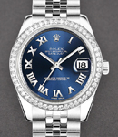 Datejust 31mm in Steel with Diamond Bezel on Jubilee Bracelet with Blue Roman Dial