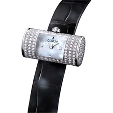Golden Tube in White gold with Diamond Case - Limited Edition of 30pcs On Black Leather Strap with Mother of Pearl Dial - Discontinued Model 