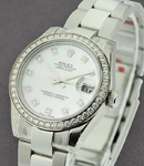 Datejust in Steel with Diamond Bezel on Steel Oyster Bracelet with MOP Diamond Dial