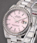 Datejust in Steel with Diamond Bezel on Steel Oyster Bracelet with Pink Stick Dial
