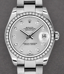 Datejust in Steel with Diamond Bezel on Steel Oyster Bracelet with Silver Diamond Dial