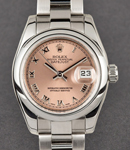 Datejust Ladies 26mm in Steel with Domed Bezel on Steel Oyster Bracelet with Salmon Roman Dial