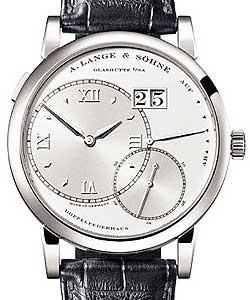 Grand Lange 1 in Platinum on Black Crocodile Leather Strap with Silver Dial