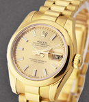 President in Yellow Gold with Fluted Bezel on Yellow Gold President Bracelet with Champagne Stick Dial