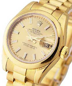 President in Yellow Gold with Fluted Bezel on Yellow Gold President Bracelet with Champagne Stick Dial