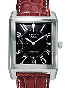 Port Royal V Eliteï¿½in Steel on Brown Leather Strap with Black Dial