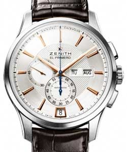 Captain Winsor Annual Calendar in Steel on Brown Alligator Leather Strap with Silver Dial