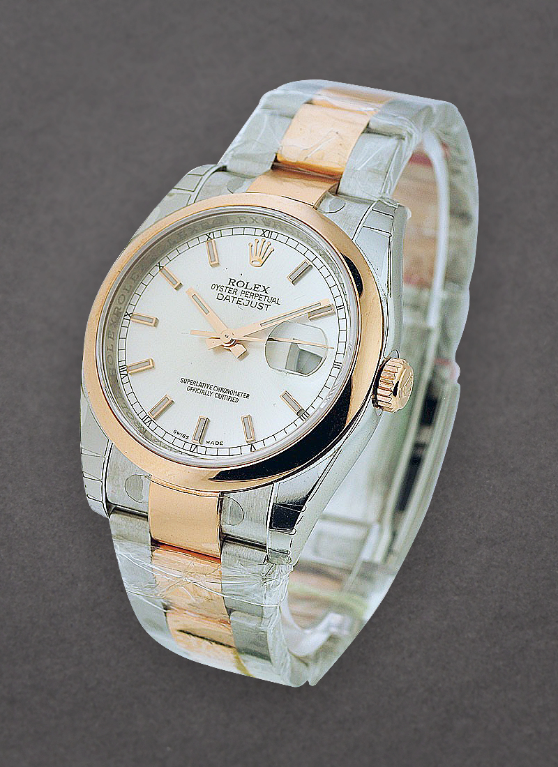 Rolex Unworn Datejust 36m in Steel with Rose Gold Domed Bezel