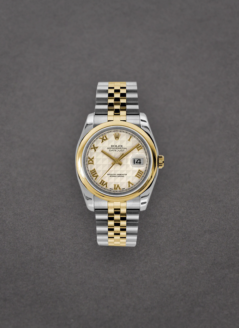 Rolex Unworn Datejust 36mm in Steel with Yellow Gold Domed Bezel