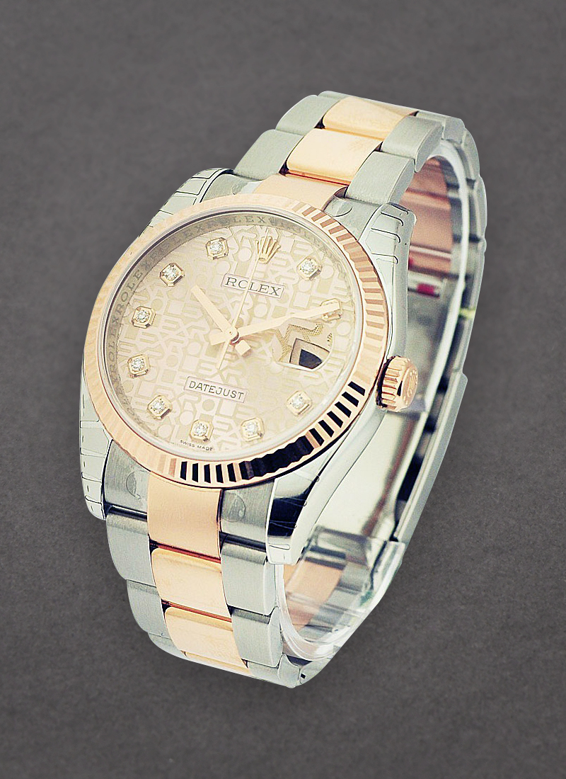 Rolex Unworn Datejust in Steel with Rose Gold Fluted Bezel