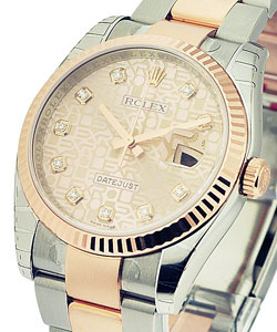 Datejust in Steel with Rose Gold Fluted Bezel on Steel and Rose Gold Oyster Bracelet with Champagne Jubilee Dial