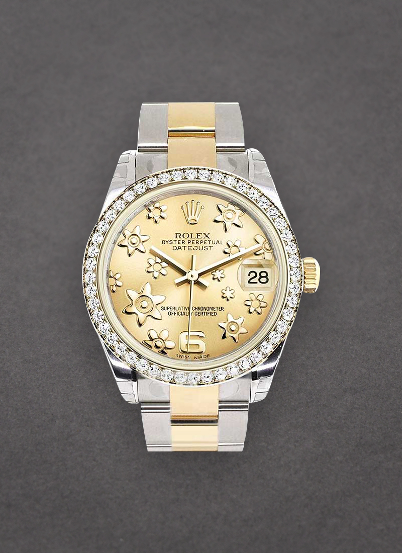 Rolex Unworn Datejust in Steel with Yellow Gold Diamond Bezel