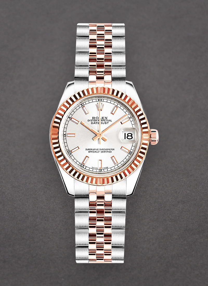 Rolex Unworn Datejust Ladies 26mm in Steel with Rose Gold Fluted Bezel