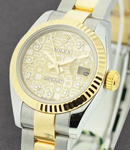Datejust in Steel with Yellow Gold Fluted Bezel on Steel and Yellow Gold Oyster Bracelet with Champagne Jubilee Diamond Dial
