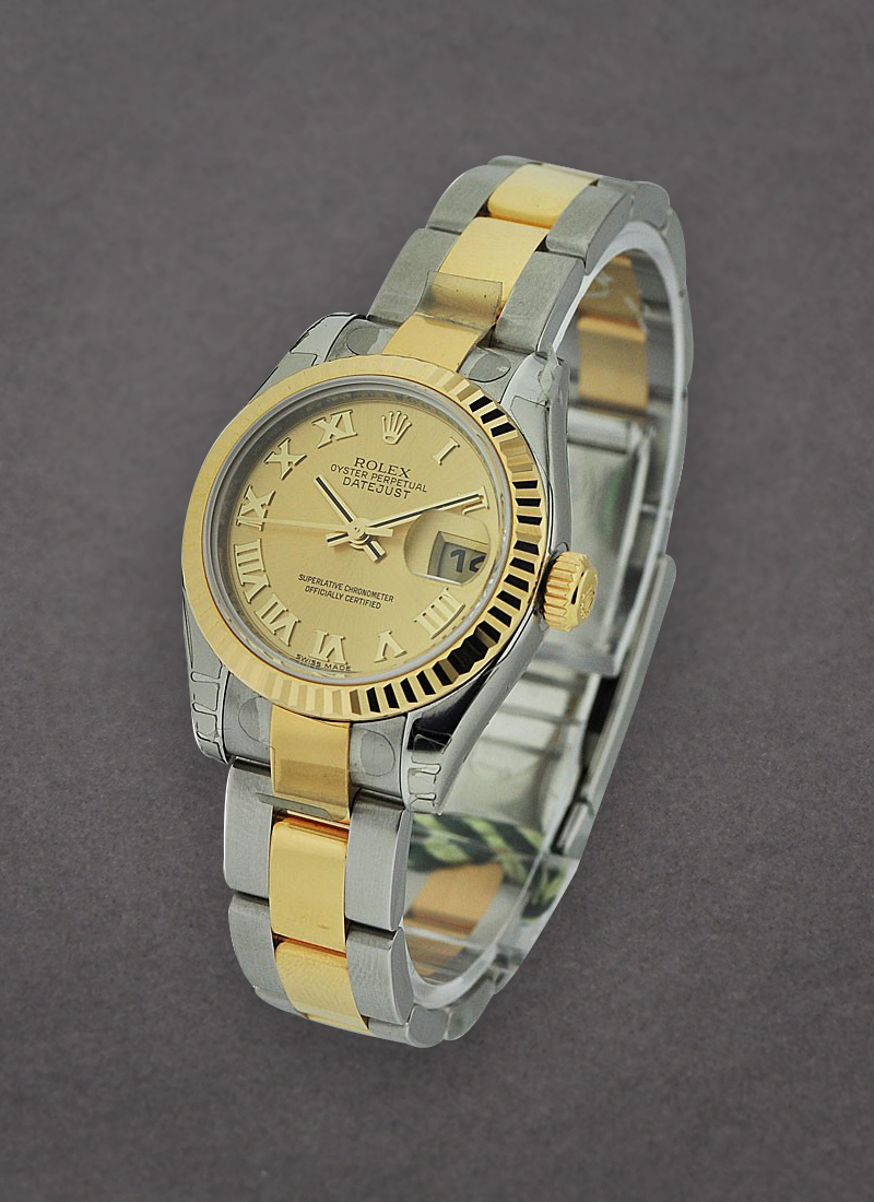 Rolex Unworn Datejust in Steel with Yellow Gold Fluted Bezel