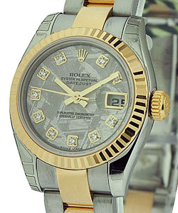 Datejust in Steel with Yellow Gold Fluted Bezel on Steel and Yellow Gold Oyster Bracelet with Meteorite Diamond Dial