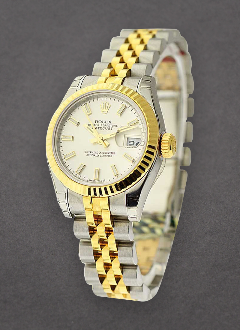 Rolex Unworn Ladies 26mm Datejust in Steel with Yellow Gold Fluted Bezel