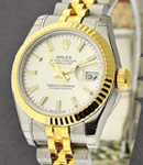 Ladies 26mm Datejust in Steel with Yellow Gold Fluted Bezel on Jubilee Bracelet with Silver Stick Dial