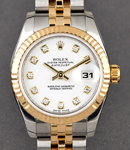 Ladies 26mm Datejust in Steel with Yellow Gold Fluted Bezel on Jubilee Bracelet with White Diamond Dial