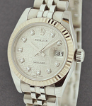 Datejust Automatic in Steel with White Gold Fluted Bezel On Steel Jubilee Bracelet with Silver Jubilee Diamond Dial