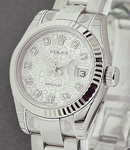 Datejust Ladies 26mm in Steel with White Gold Bezel on Steel Oyster Bracelet with Silver Jubilee Diamond Dial