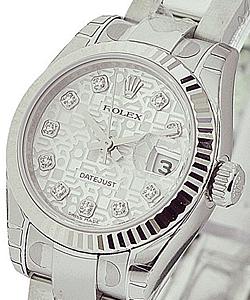 Datejust Ladies 26mm in Steel with White Gold Bezel on Steel Oyster Bracelet with Silver Jubilee Diamond Dial