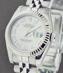Datejust Automatic in Steel with White Gold Fluted Bezel On Steel Jubilee Bracelet with Silver Roman Dial