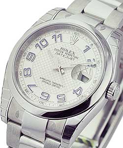 Datejust 36mm in Steel with Domed Bezel on Oyster Bracelet with Silver Arabic Dial - Blue Numerals