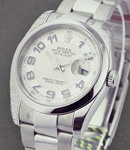 Datejust 36mm in Steel with Domed Bezel on Oyster Bracelet with Silver Arabic Dial - Blue Numerals
