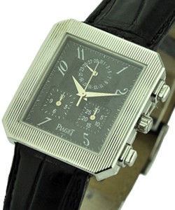 Mens Protocole Chronograph White Gold on Strap with Black Dial