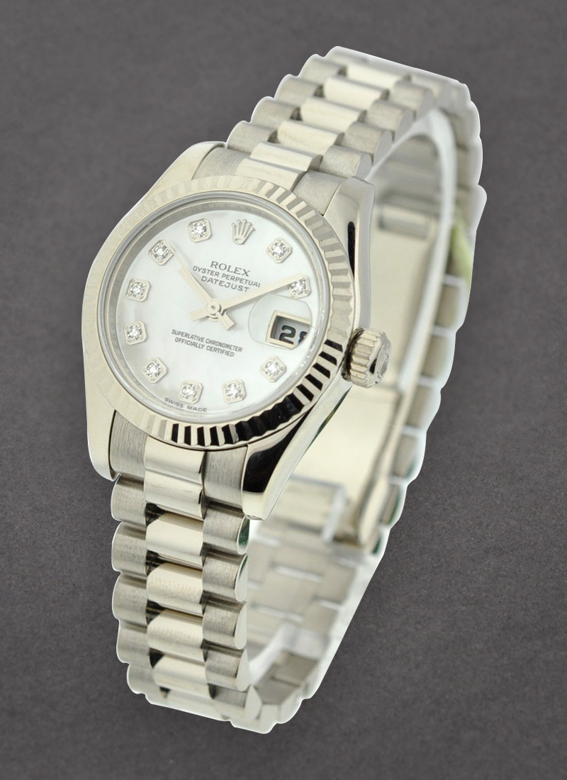 Rolex Unworn President 26mm in White Gold with Fluted Bezel