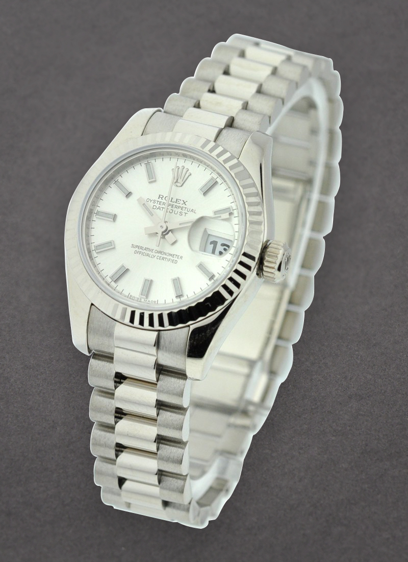 Rolex Unworn President 26mm in White Gold with Fluted Bezel