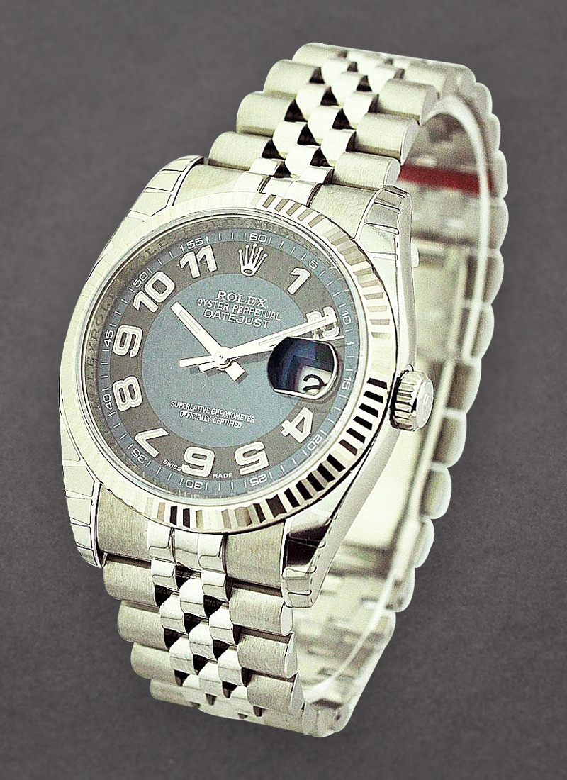 Rolex Unworn Datejust in Steel with White Gold Fluted Bezel