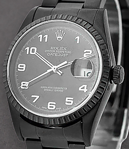 Datejust - 36mm - Black PVD - Steel on Oyster Bracelet - Black Arabic Dial