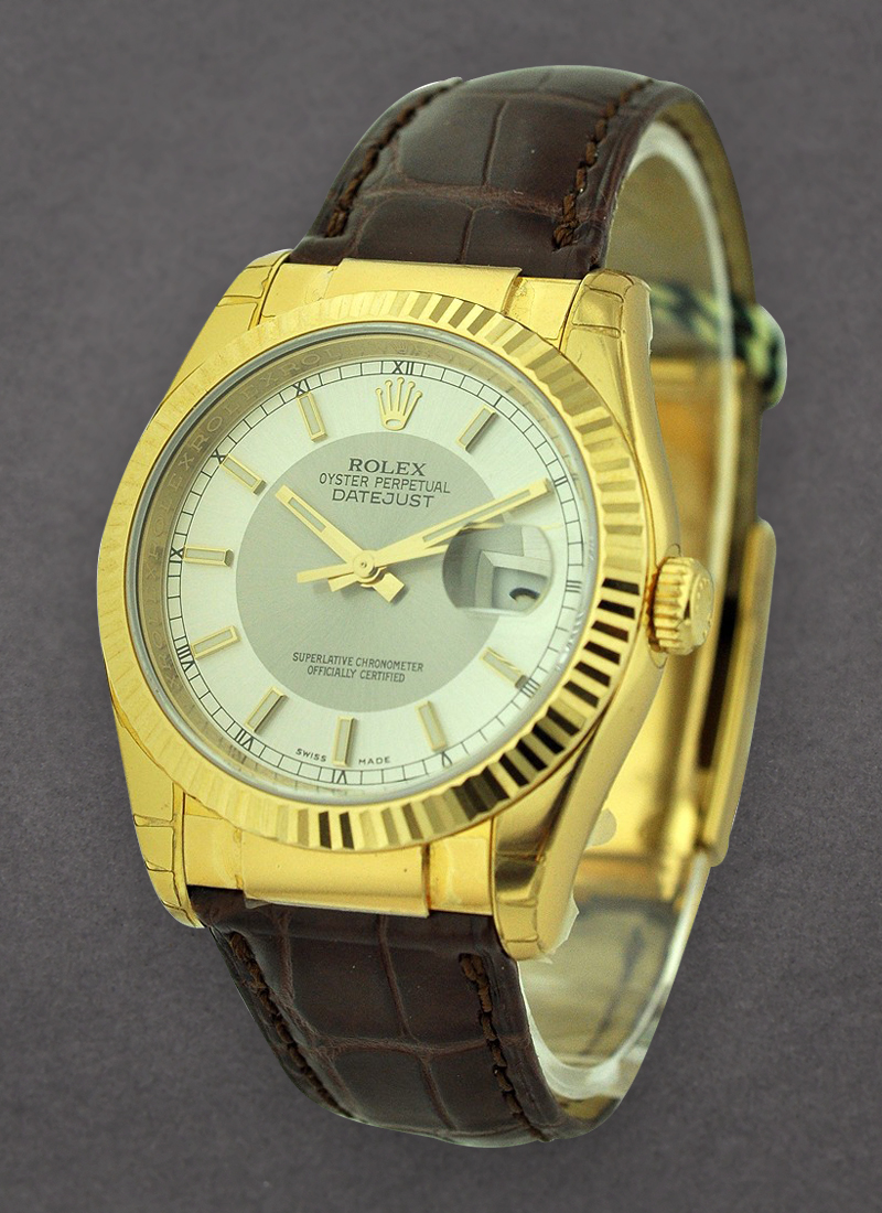 Rolex Unworn Datejust in Yellow Gold with Fluted Bezel